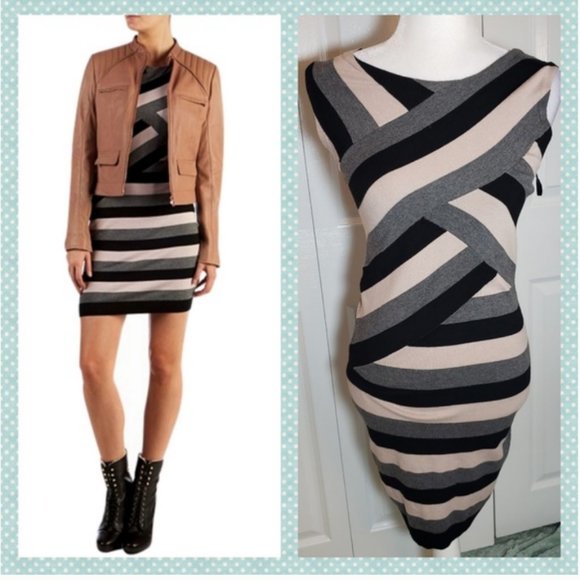 Ted Baker Caligo Striped Detail Bodycon Dress size 1 nwt - Picture 2 of 11